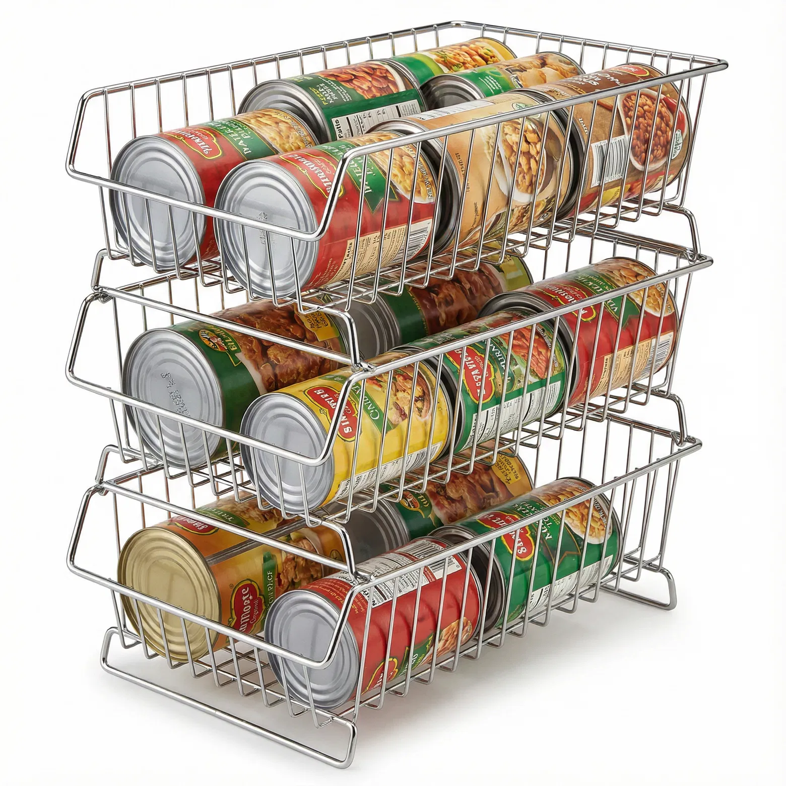 SimpleHouseware Stackable Can Rack Organizer, Chrome
