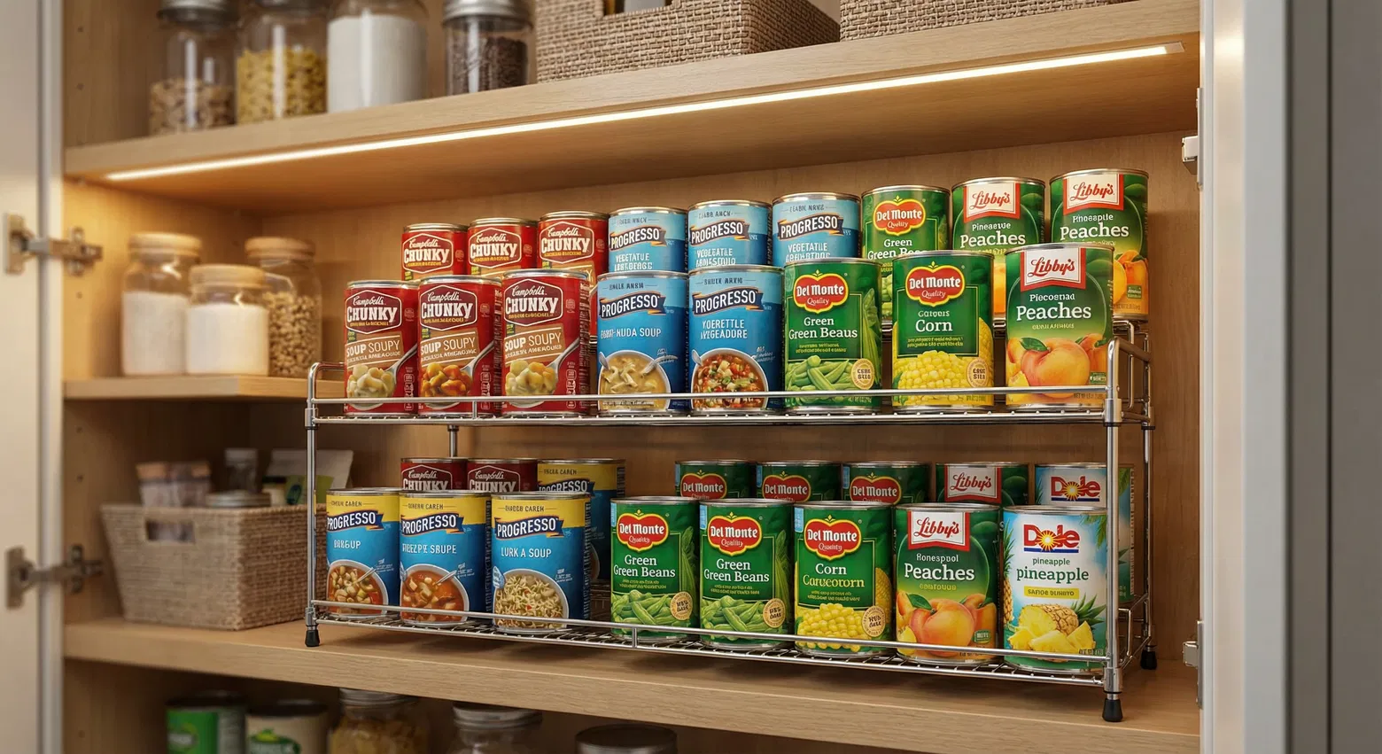 SimpleHouseware Stackable Can Rack Organizer, Chrome 4