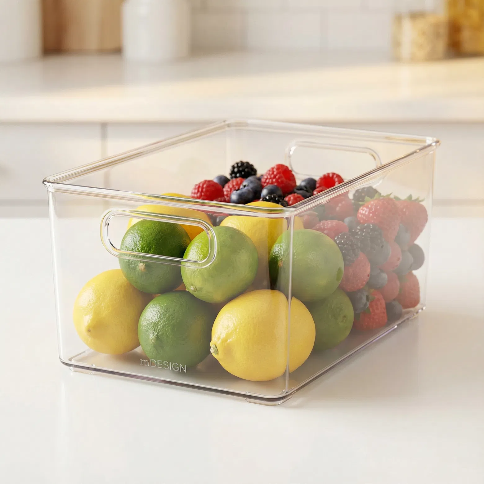 mDesign Plastic Food Storage Container Bin with Handles for Kitchen